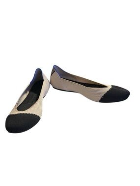 Rothy’s The Square Ballet Flats Tuxedo Camel Cap Toe Sustainable Knit Size 9.5